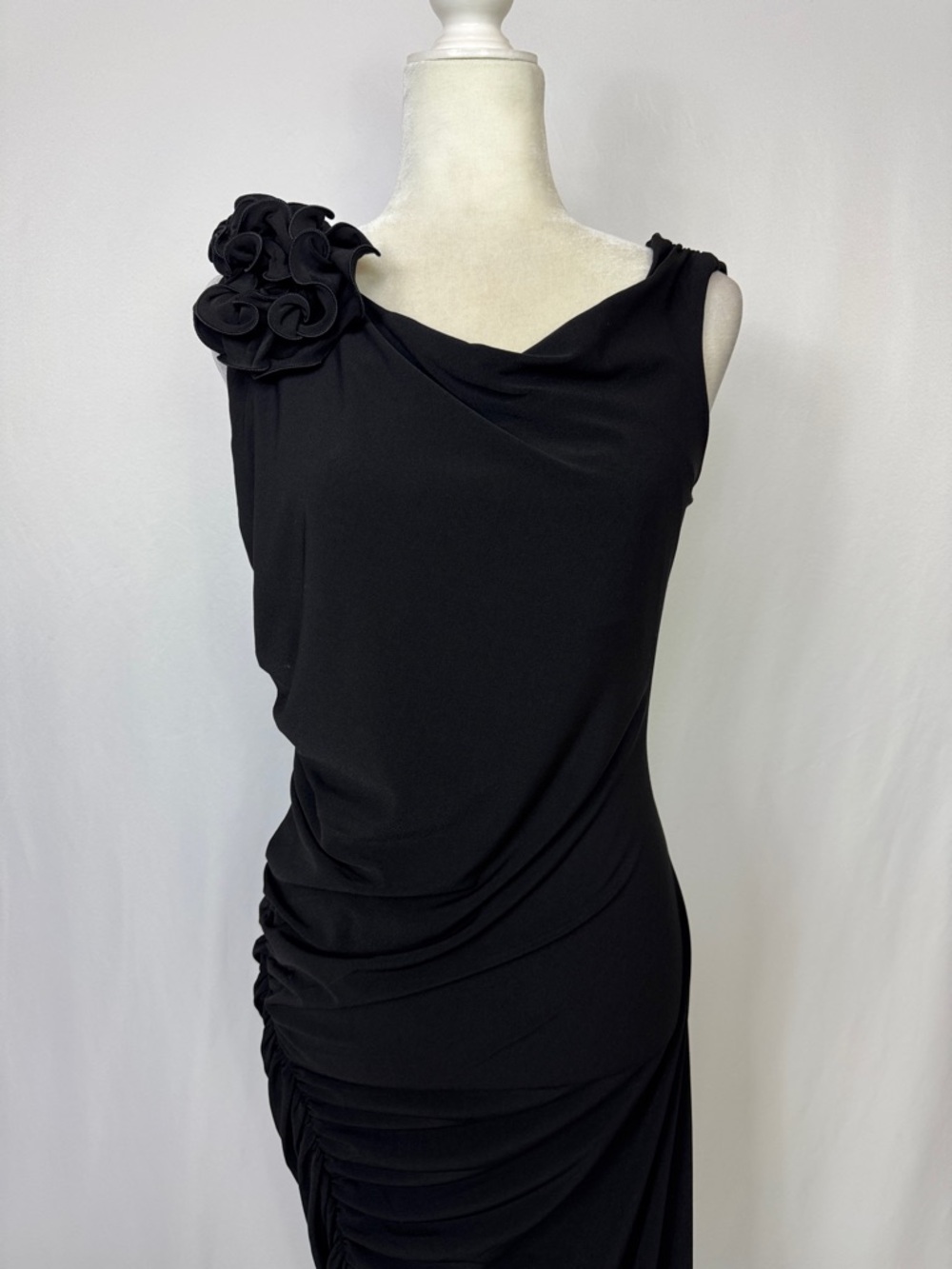 Mango Black One-Shoulder Maxi Dress with Floral Detail - Picture 9 of 16